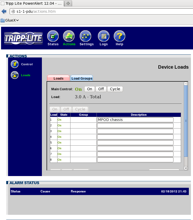 screen shot of the web interface