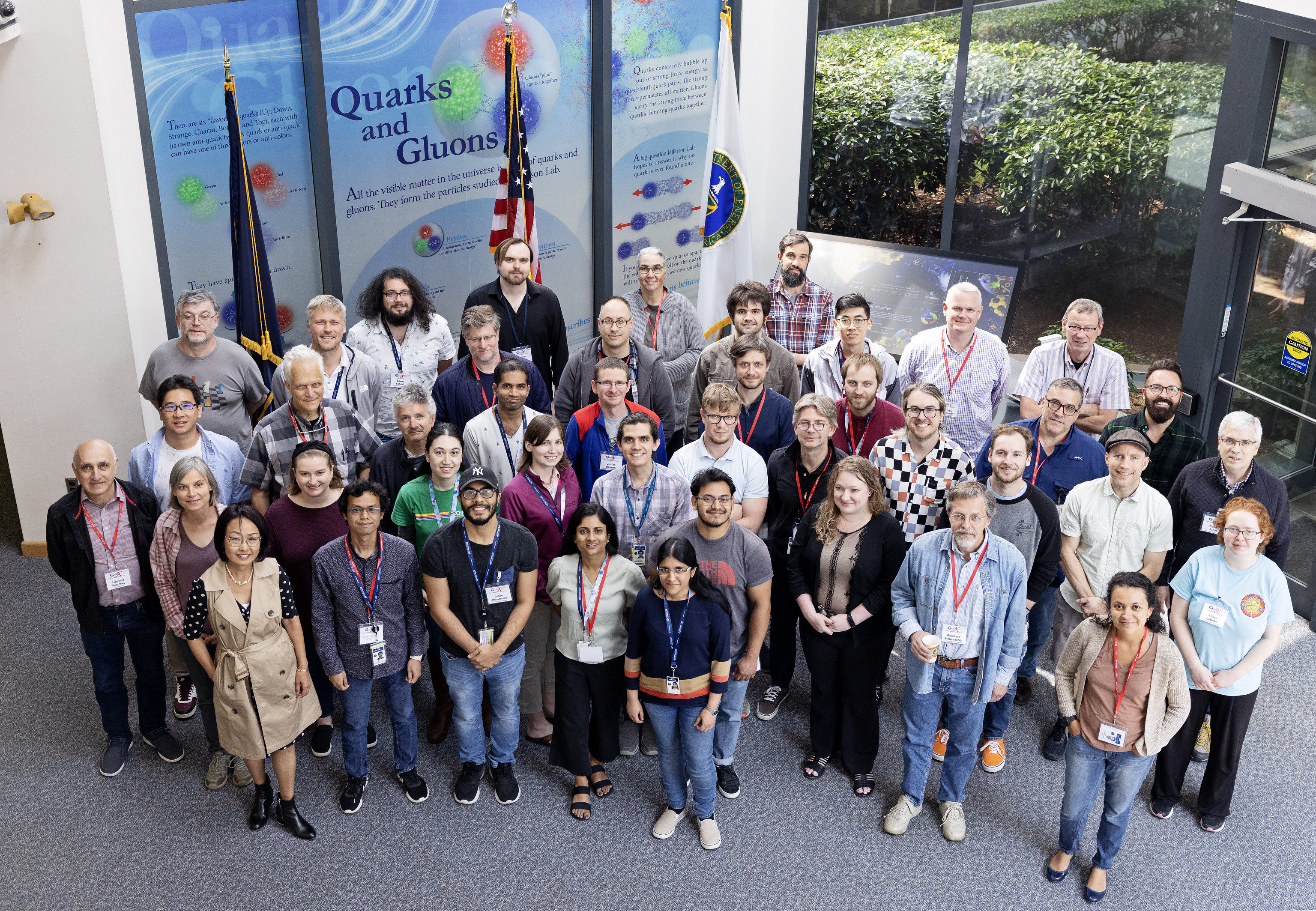 The GlueX Collaboration in Jefferson Lab's Hall D, October 2019.